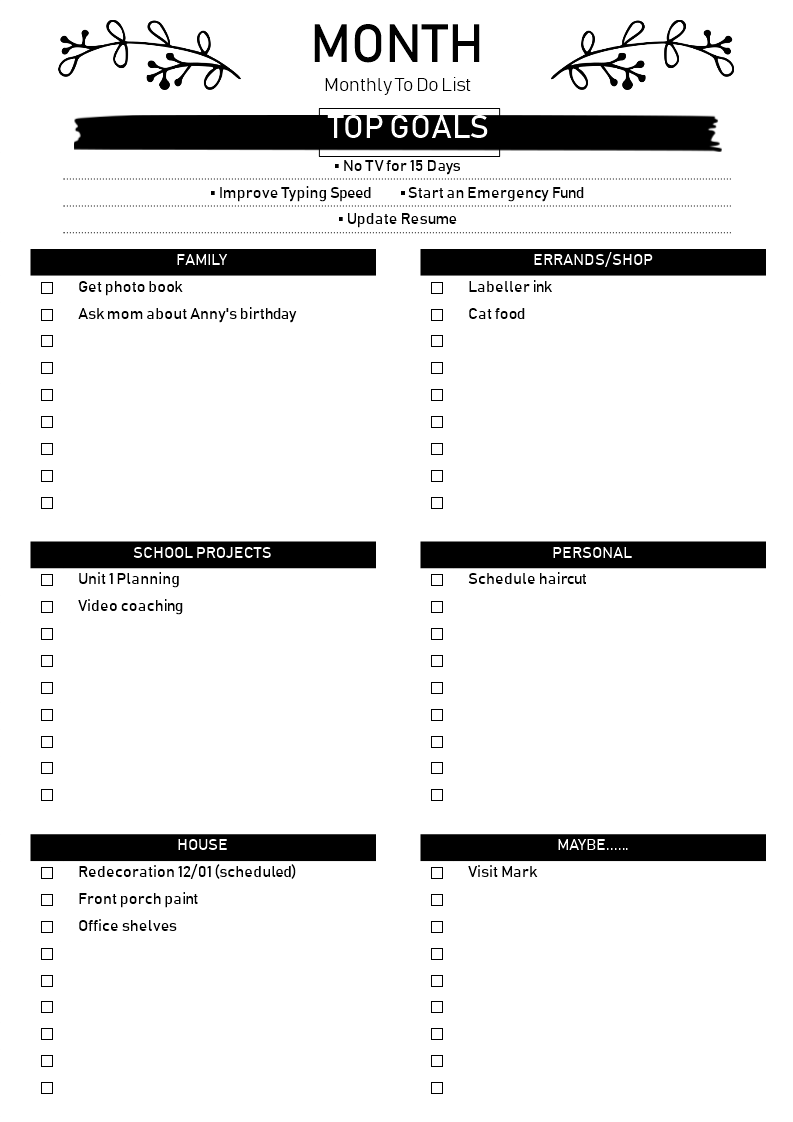 printable to do list Main Image printable to do list