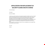 Application for replacement of security guard and in charge example document template