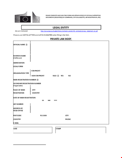 Register for a Free Legal Entity Form - Country Registration Number | Nummer