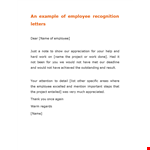 Employee Recognition Letter - Awarding Exceptional Project Performance example document template