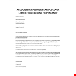 Finance Specialist Cover letter example document template