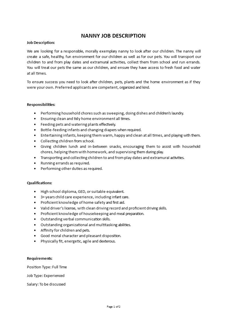 nanny job description Main Image nanny job description