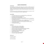 Nanny Job Description example document template