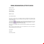 Email Resignation Letter To Boss example document template