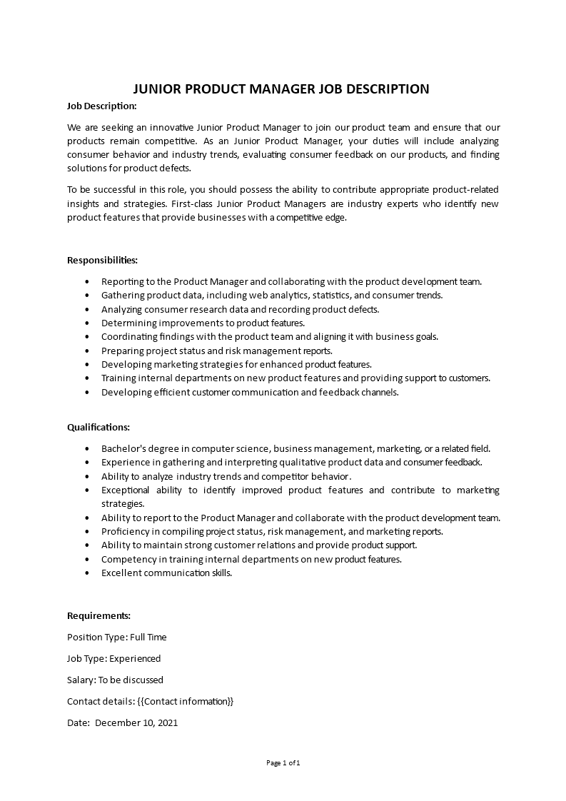 junior product manager job description Main Image junior product manager job description