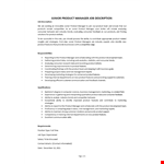 Junior Product Manager Job Description  example document template