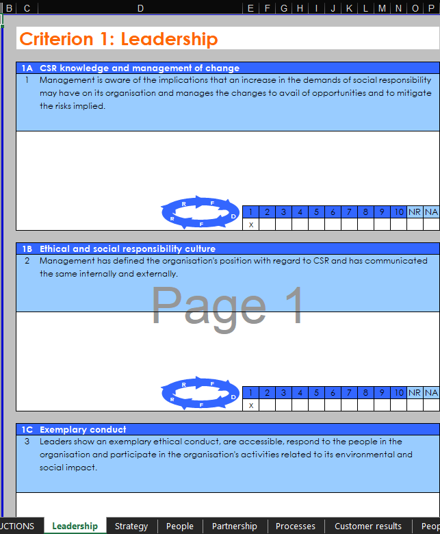 self-questionnaire excel template for organizational assessment example