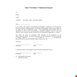 Letter Of Termination Of Probationary Employment example document template
