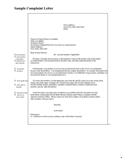 Simple Complaint Letter Template