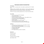 Purchasing Assistant job description example document template