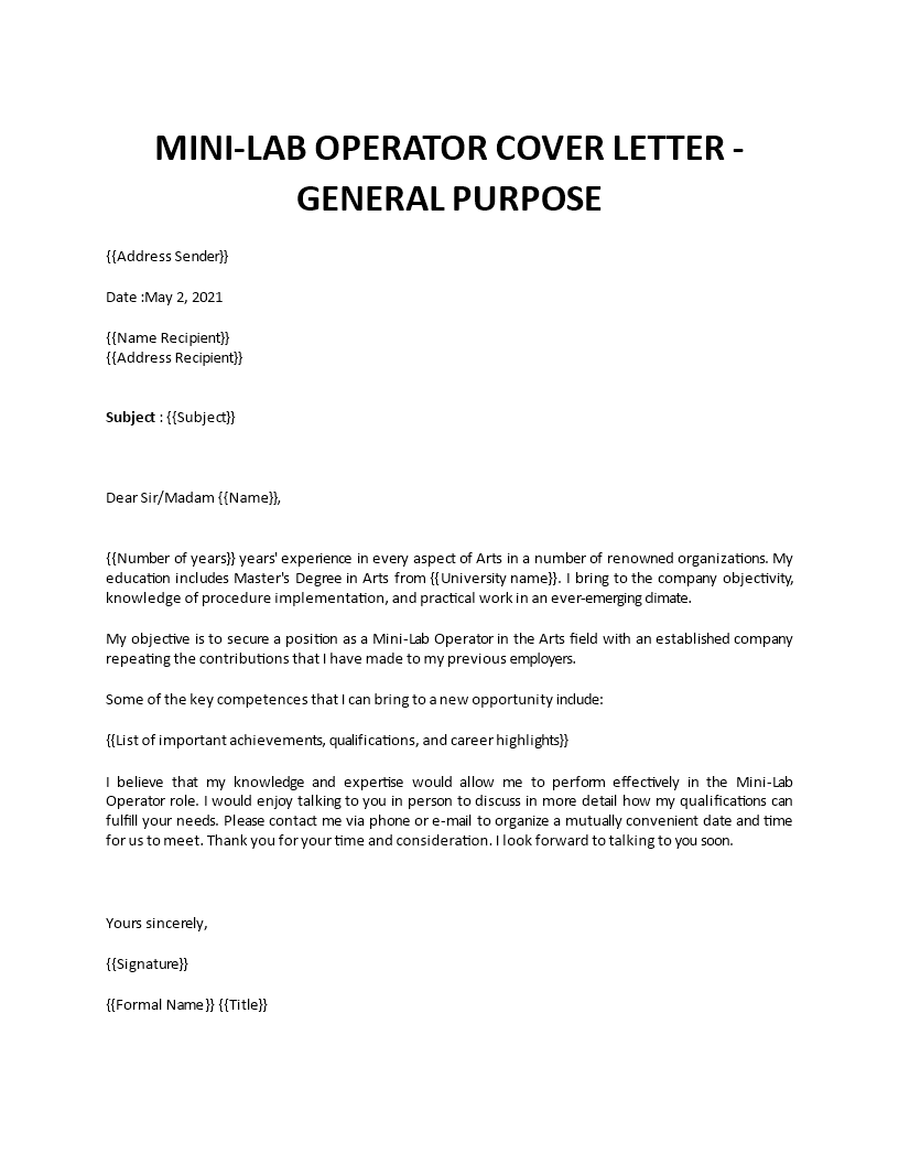 mini lab operator cover letter Main Image mini lab operator cover letter