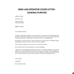 Mini Lab Operator cover letter example document template