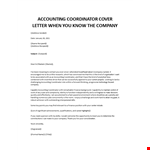 Accounting Coordinator cover letter example document template