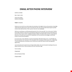 Email After Phone Interview example document template