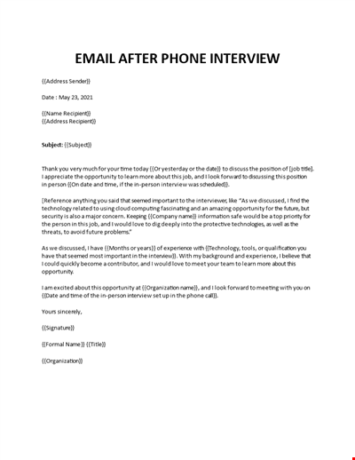 Email After Phone Interview