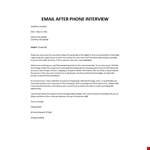 Email After Phone Interview example document template 