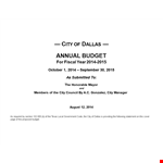 Department Annual Budget Template example document template