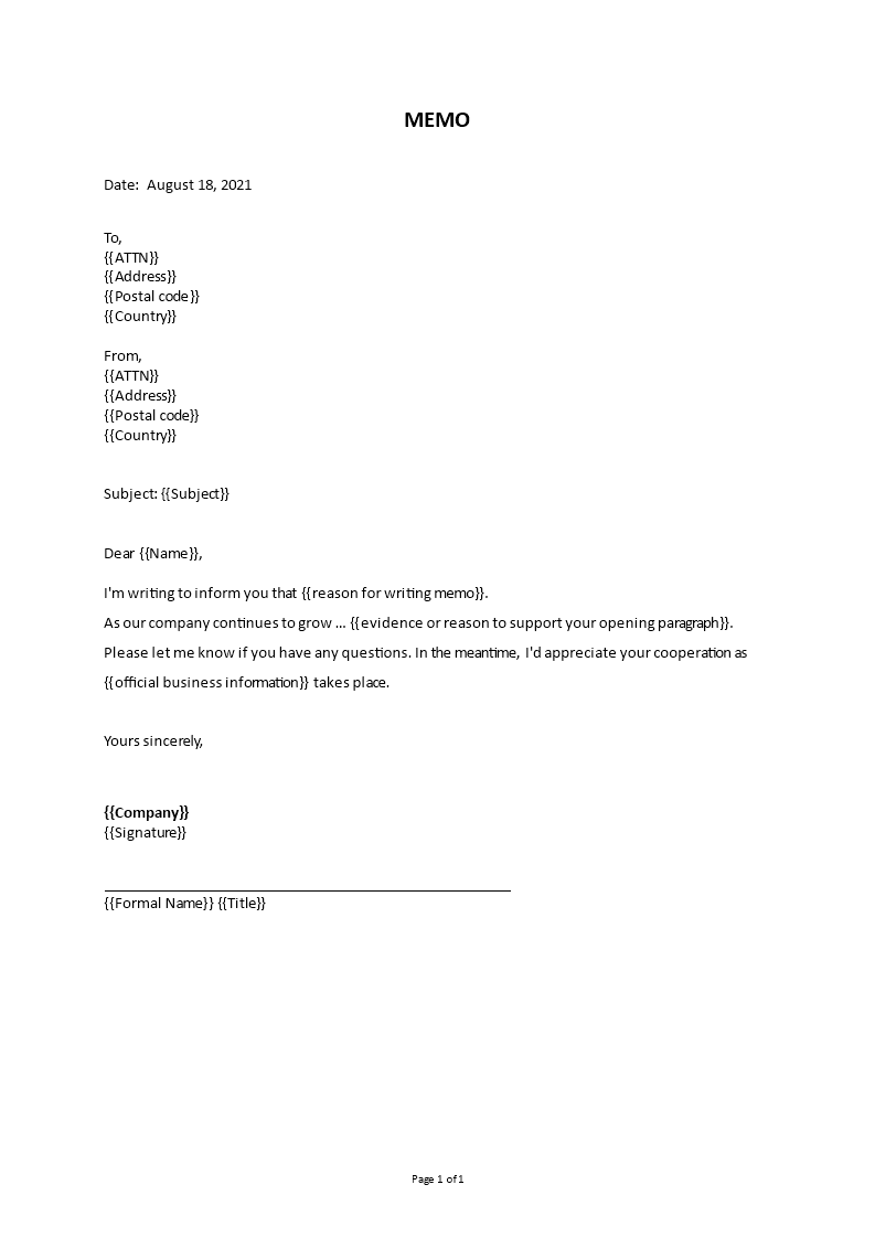 business memo format Main Image business memo format