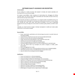 Software Quality Assurance Job Description  example document template