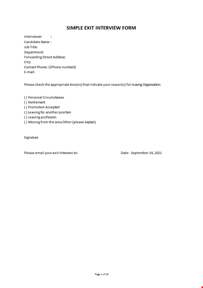 Exit Interview Template