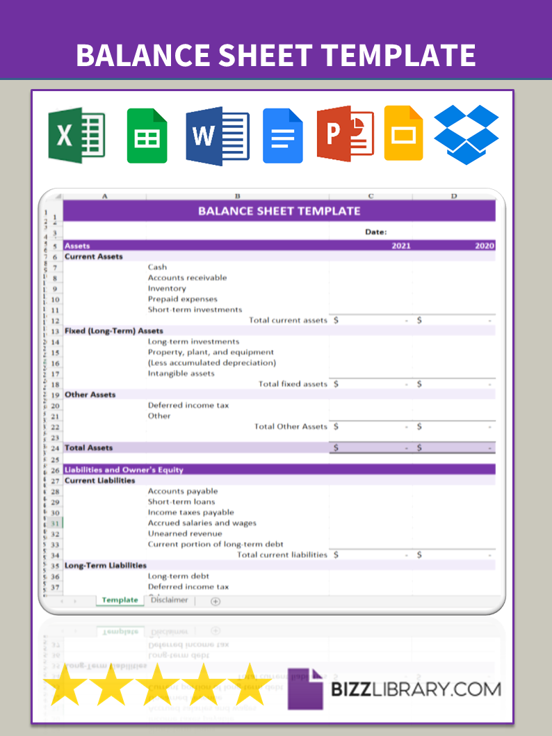 balance sheet template example