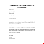 Complaint letter from employee to management example document template