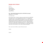 Lease Program Letter of Interest - Water Permit | Walla example document template 