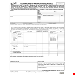 Certificate Of Property Insurance example document template