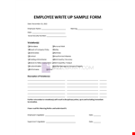 Employee Write-Up Form example document template