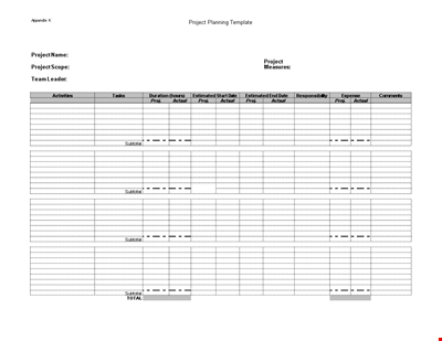 Project Planning Template in Excel