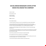 Social Media Manager cover letter  example document template