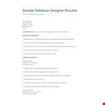 Database Designer Resume example document template
