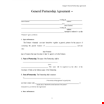 General Partnership Agreement Template Download example document template