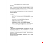 Administrative School Job Description example document template