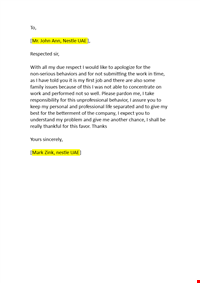 Apology Letter to Boss for Not so good Performance
