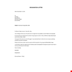 Letter of Resignation example document template