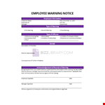 Employee Warning Notice Checklist example document template