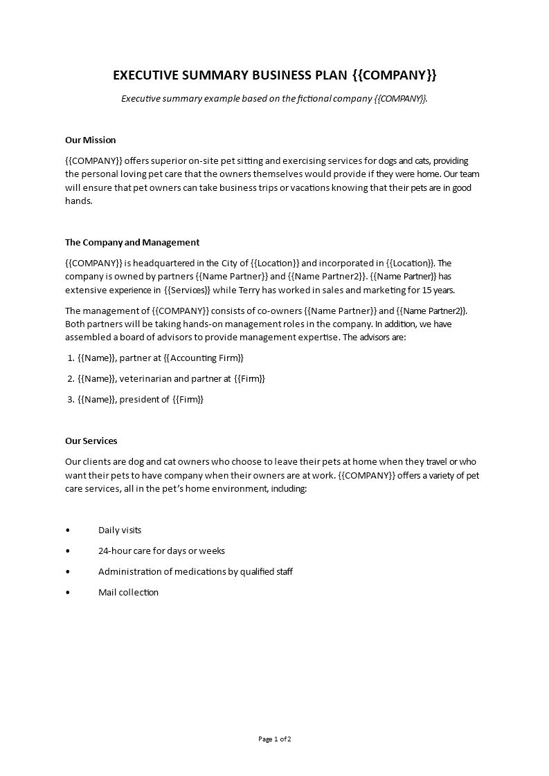 executive summary template