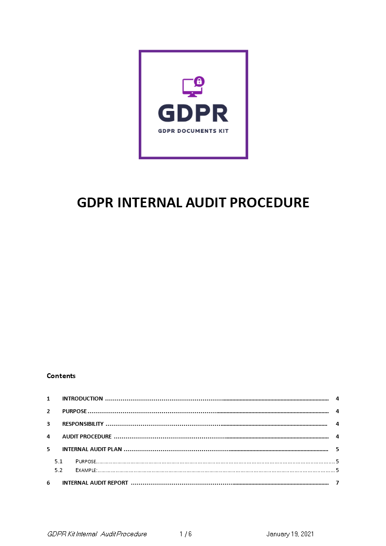 gdpr internal audit checklist template