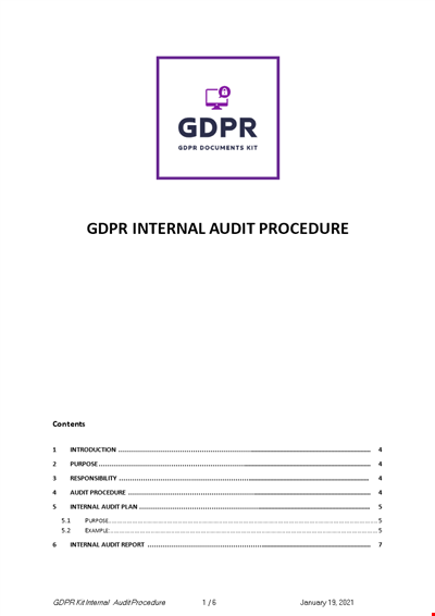 GDPR Internal Audit Checklist