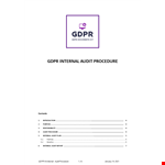 GDPR Internal Audit Checklist example document template