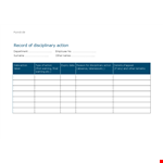 Disciplinary Action: Employee Write Up Form and Warning example document template