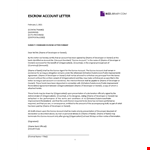 Escrow Letter example document template