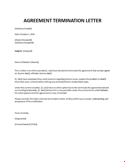 Agreement Termination Letter 