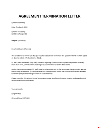 Agreement Termination Letter 