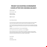 Project Accounting Coordinator cover letter example document template