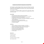 Business Relationship Manager Job Description example document template