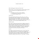 Production Management Progress Report - Effective Management of Plant Mites and Miticides example document template