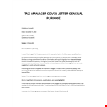 Tax Manager cover letter  example document template