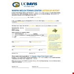 Winning Letter of Intent for Tennis example document template